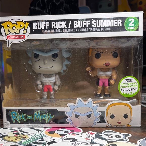 Funko Buff Rick and Buff Summer Figures - Gray White Pink